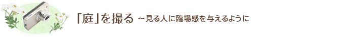「庭」を撮る～見る人に臨場感を与えるように