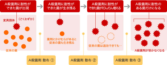 殺菌剤に耐性のある菌が現れるしくみ