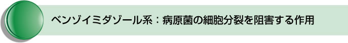 ベンゾイミダゾール系：病原菌の細胞分裂を阻害する作用